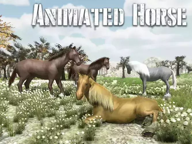 Animated Horse model Pack Low-poly 3D model
