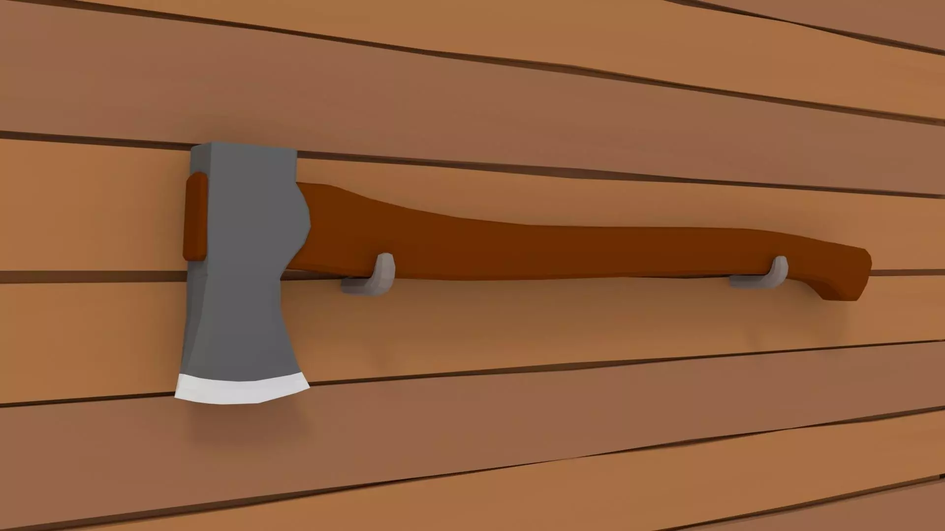 LowPoly Axe hanging on wooden wall Free low-poly 3D model