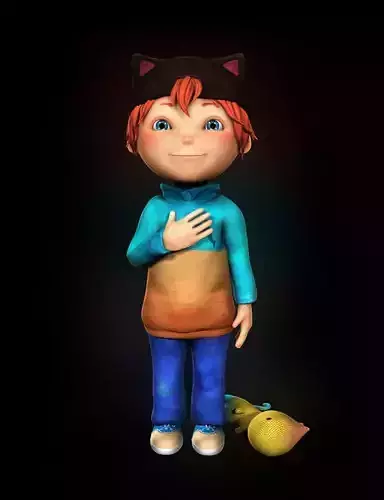 3D CAT Boy Model Character Rigged 3D model