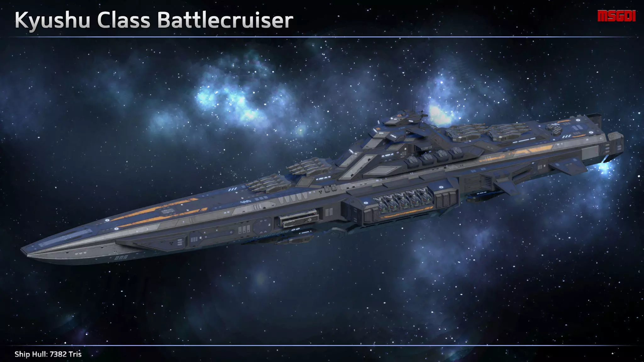 Spaceship Battlecruiser Kyushu Low-poly 3D model_0