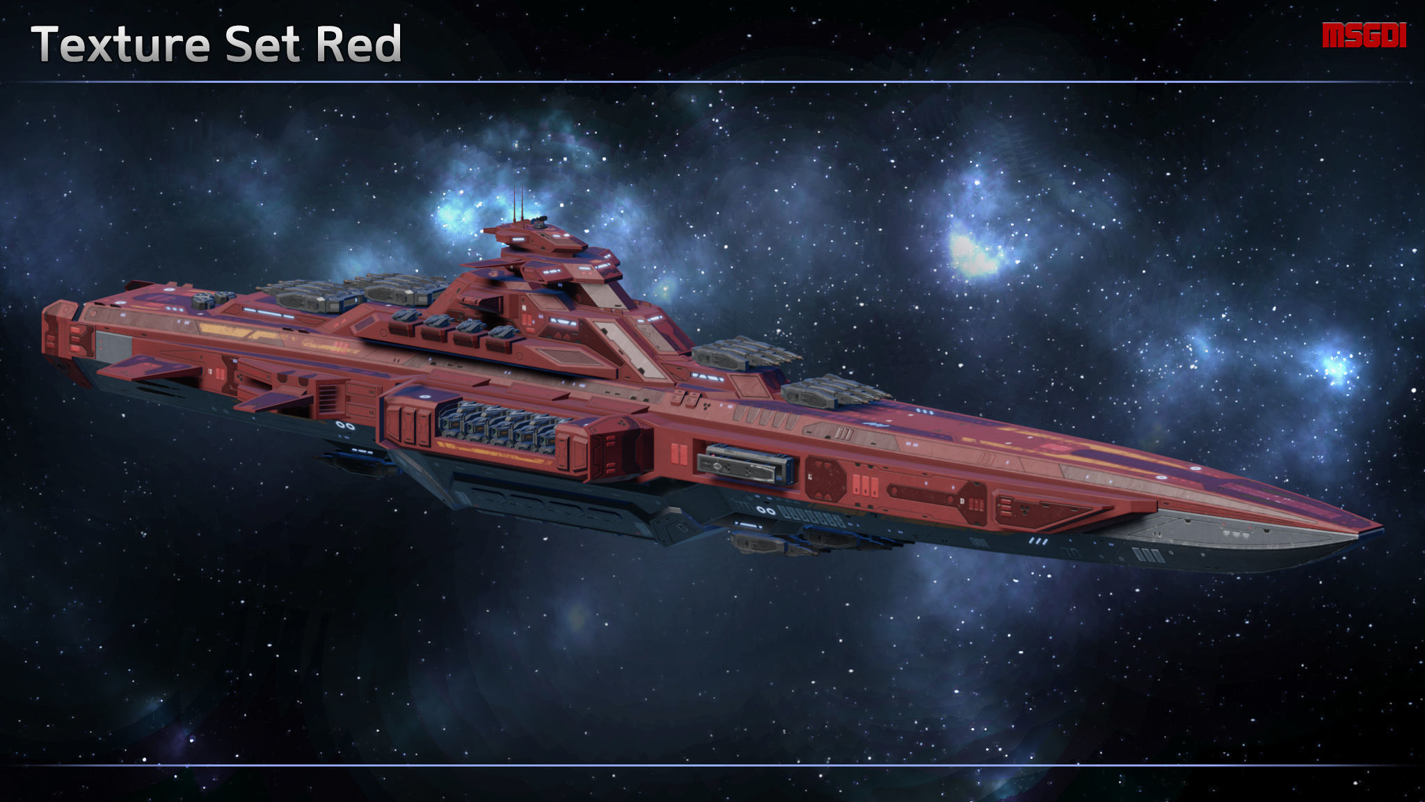 Spaceship Battlecruiser Kyushu Low-poly 3D model_10