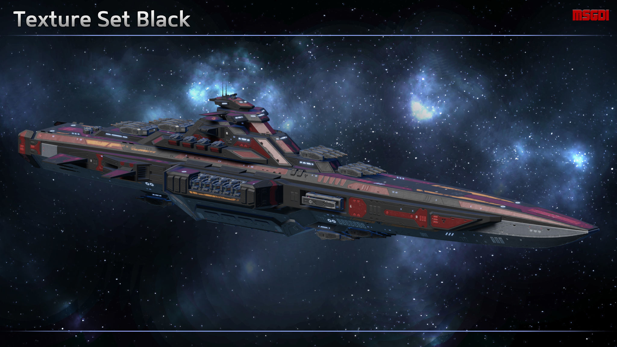 Spaceship Battlecruiser Kyushu Low-poly 3D model_7