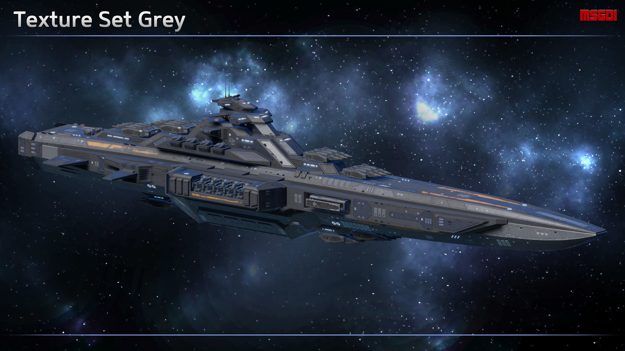 Spaceship Battlecruiser Kyushu Low-poly 3D model_9