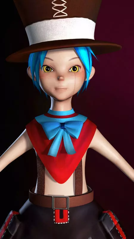 3D Model Girl Circus Cartoon Hat Low-poly 3D model