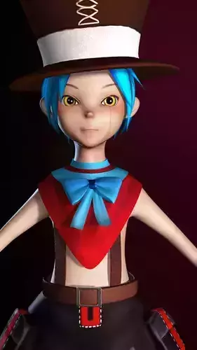 3D Model Girl Circus Cartoon Hat 