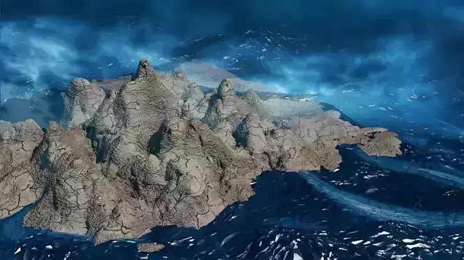 Tsunami 3D Model mountain in ocean Low-poly 3D model