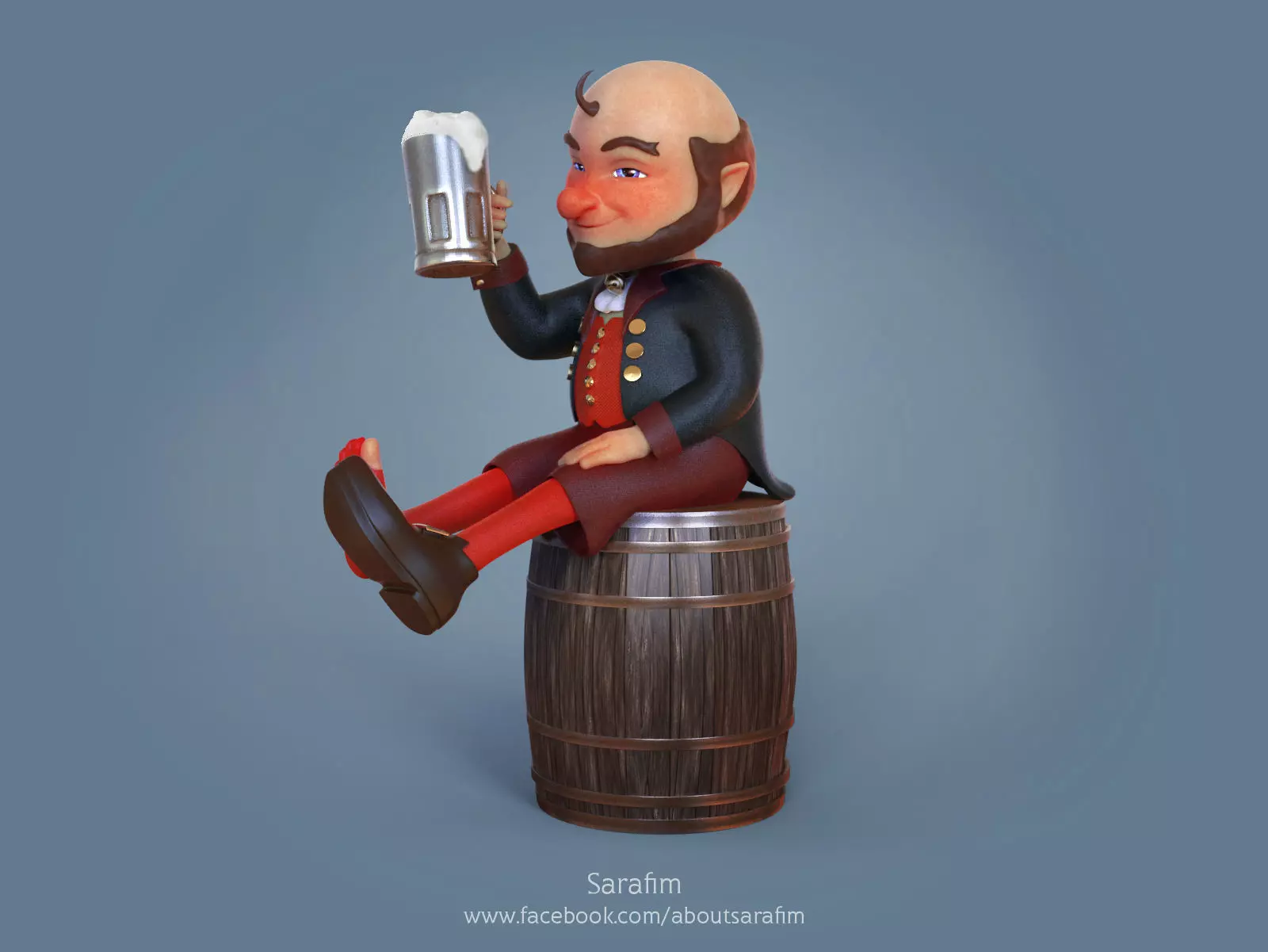 3D Model Character Leprechaun Drunk Cartoon Elf  3D model_0