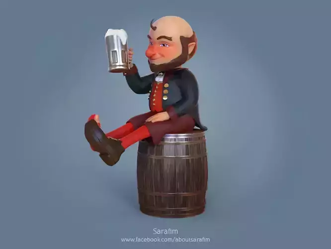 3D Model Character Leprechaun Drunk Cartoon Elf 