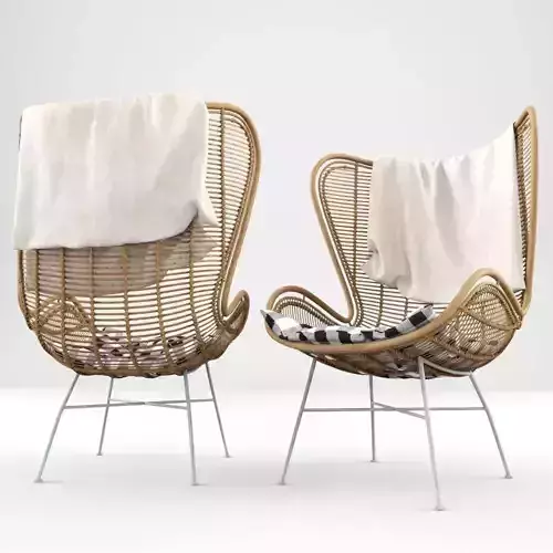 Rattan Wing Chair  3D model