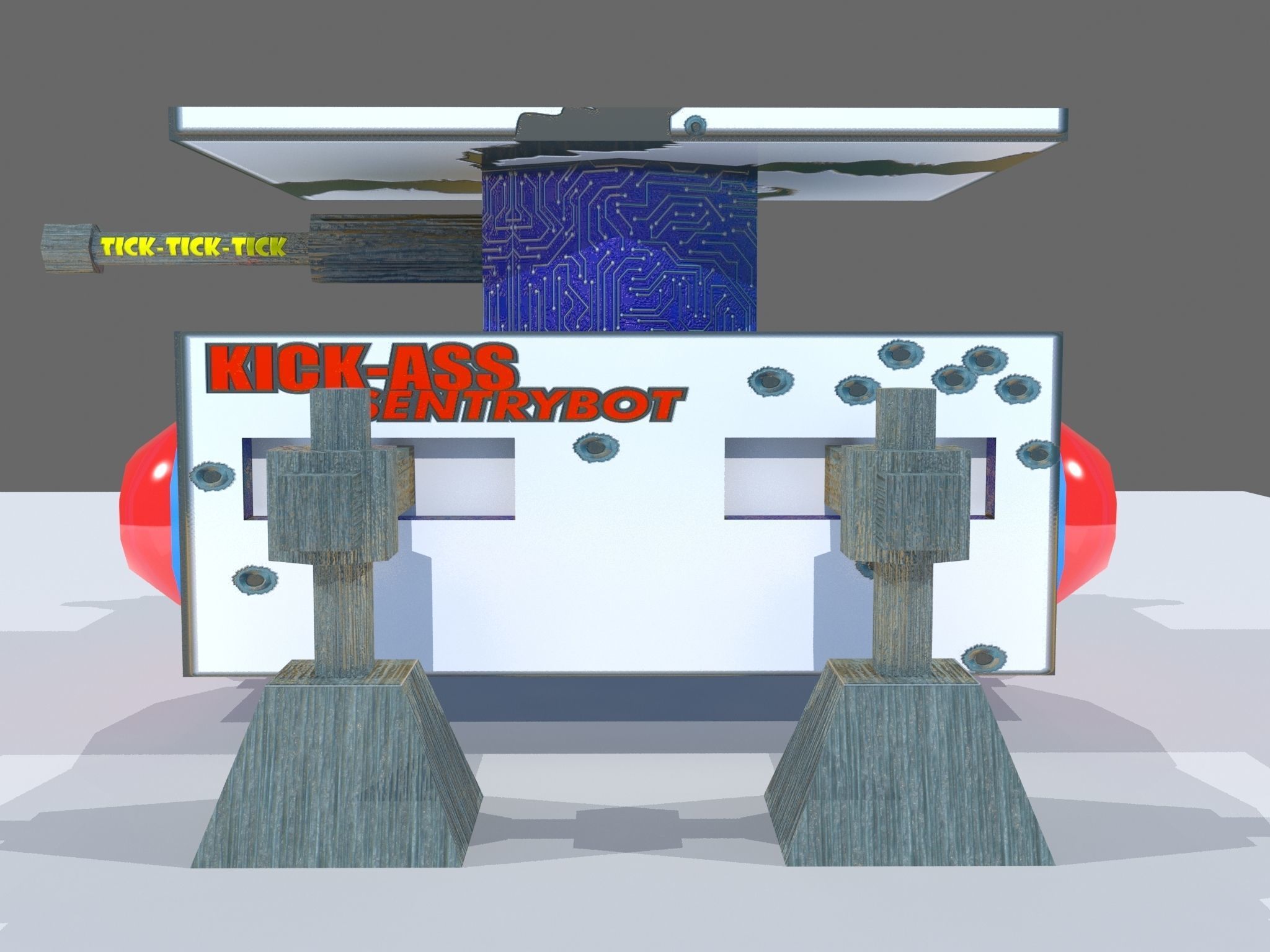 Sci Fi Sentry Bot Low-poly 3D model_5