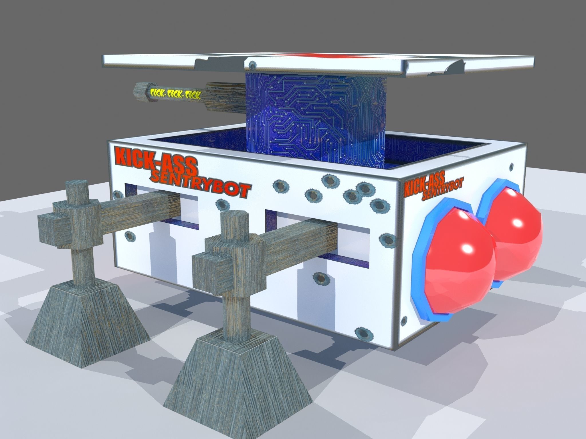 Sci Fi Sentry Bot Low-poly 3D model_2