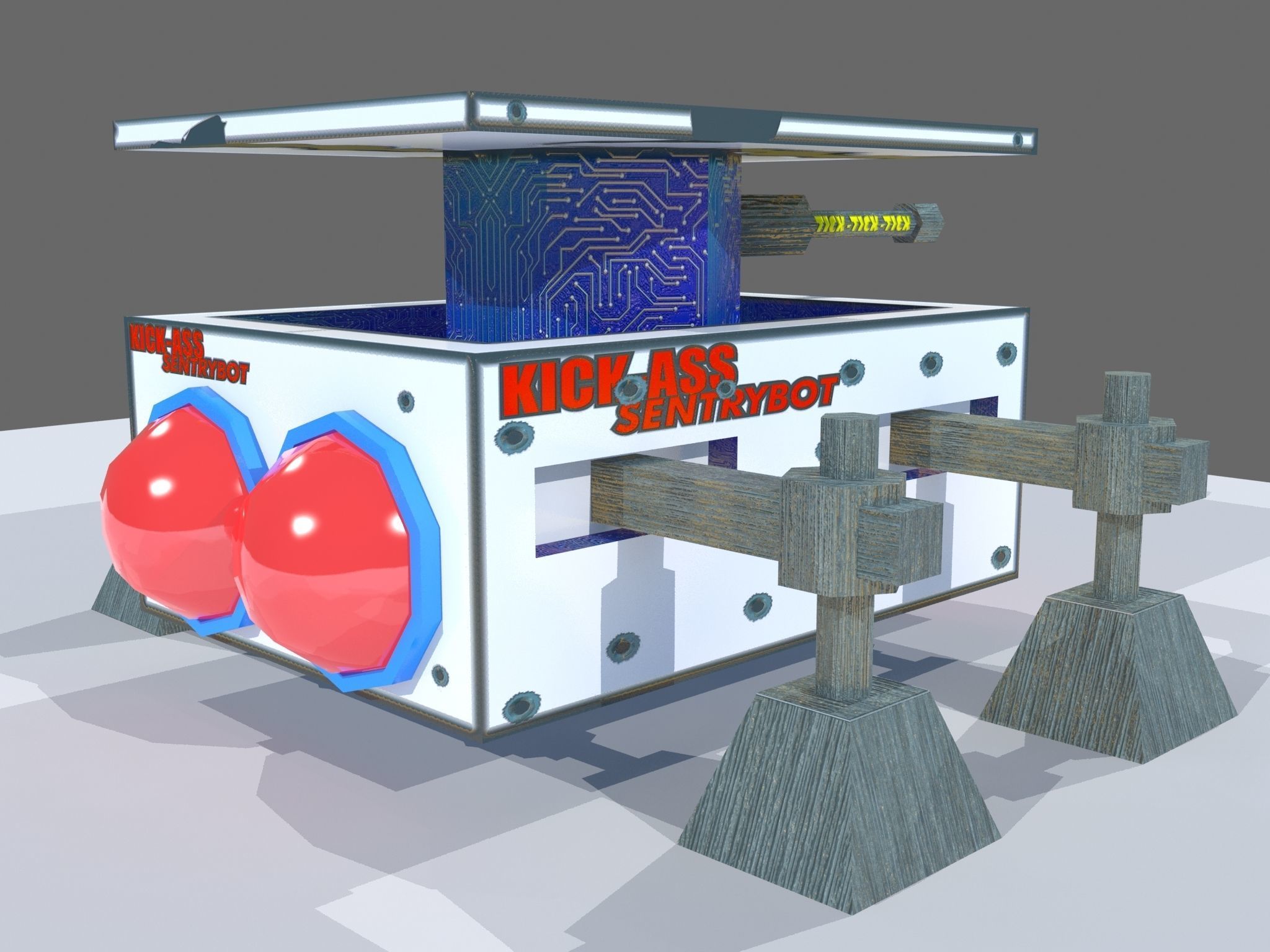 Sci Fi Sentry Bot Low-poly 3D model_3