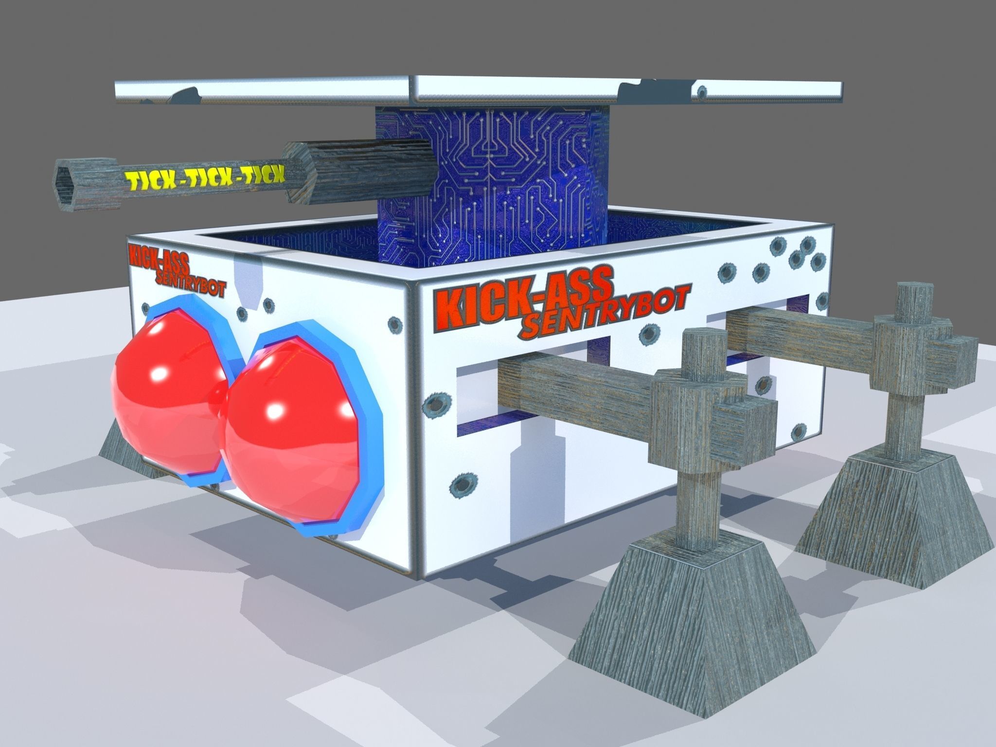 Sci Fi Sentry Bot Low-poly 3D model_1