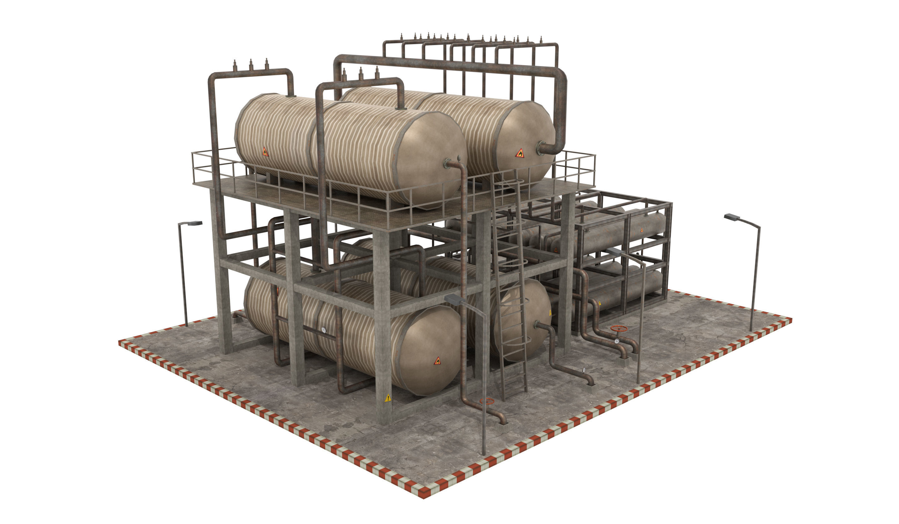 Oil Refinery Low-poly 3D model_2
