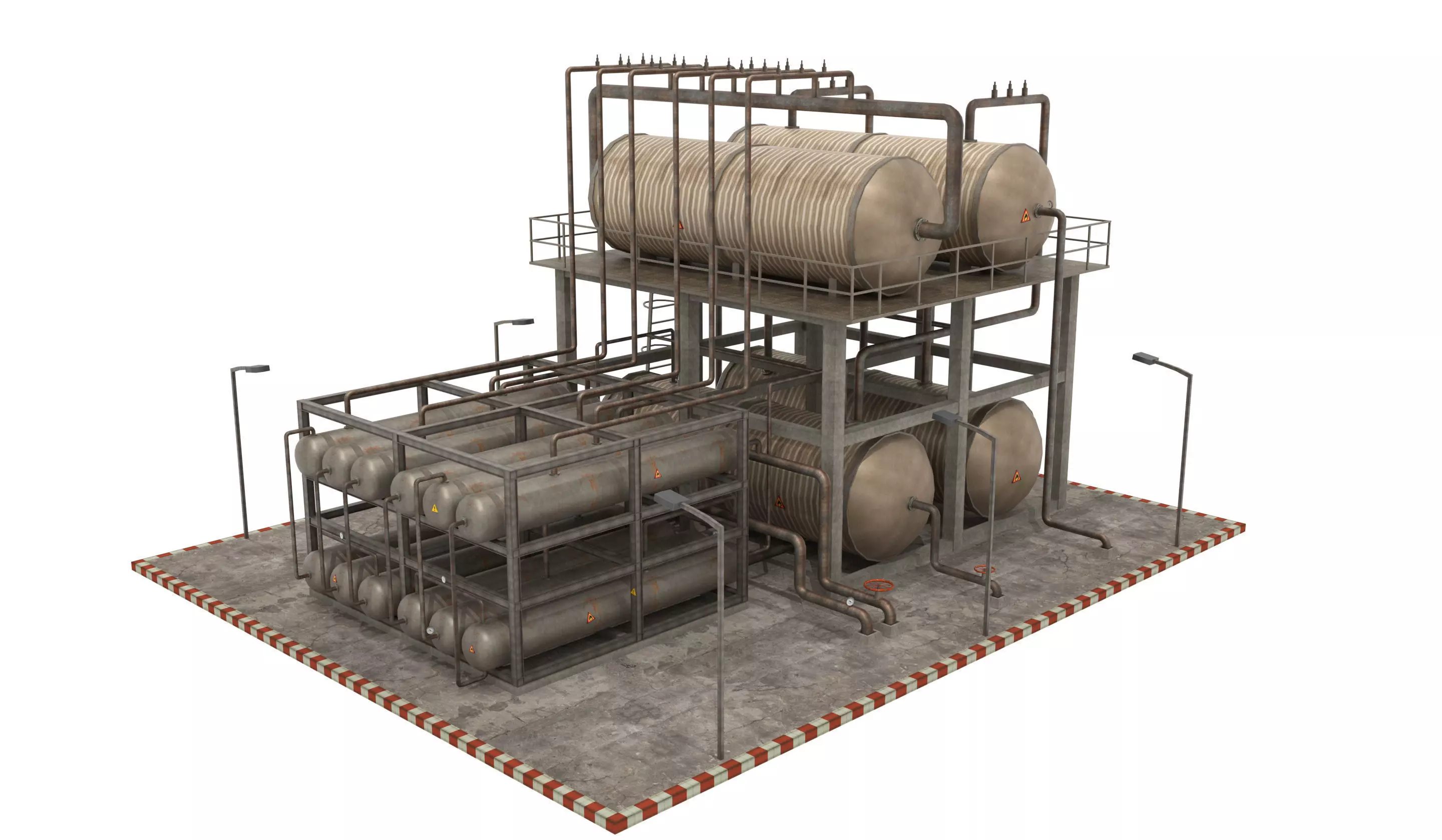 Oil Refinery Low-poly 3D model_0