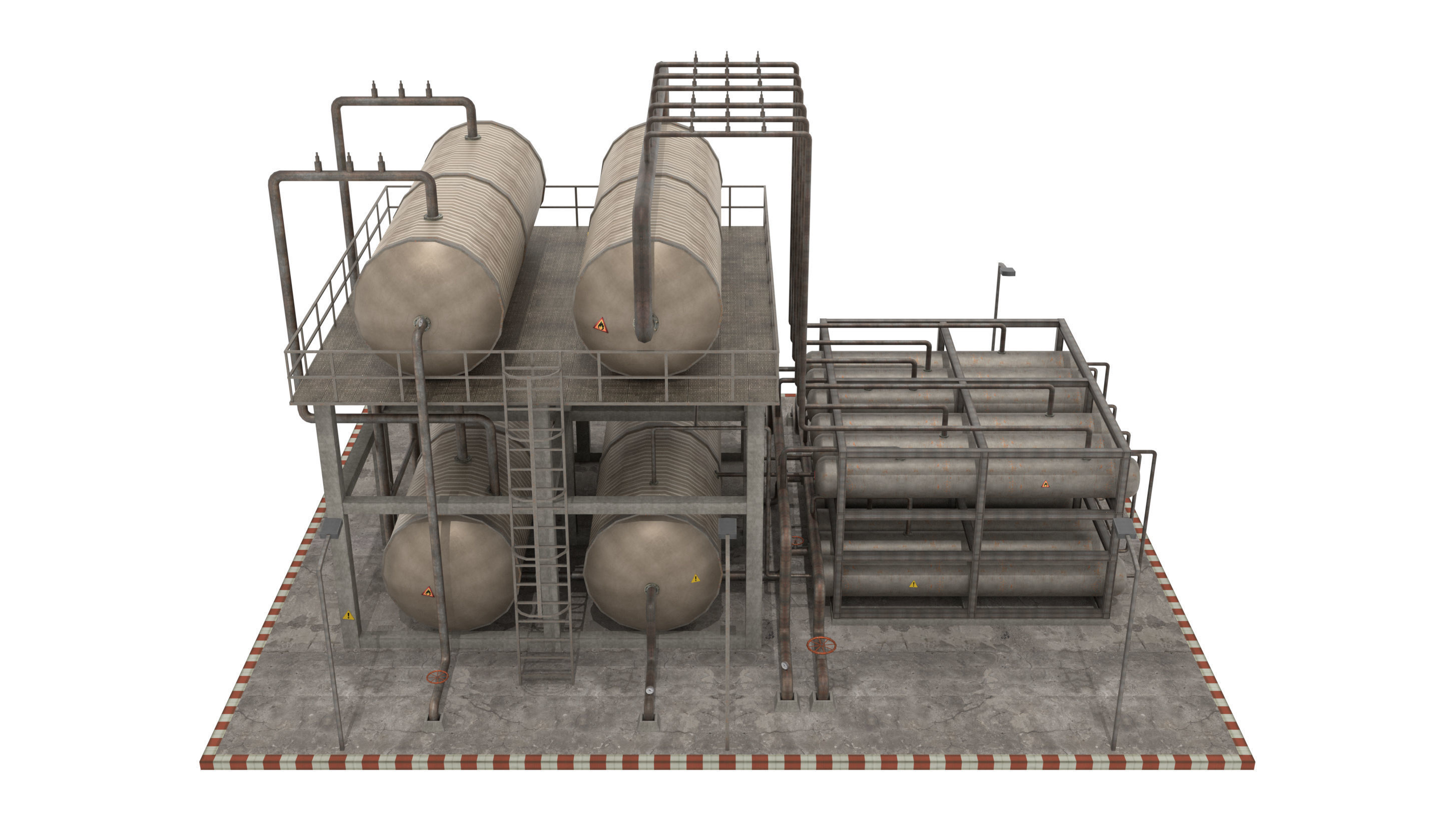 Oil Refinery Low-poly 3D model_6