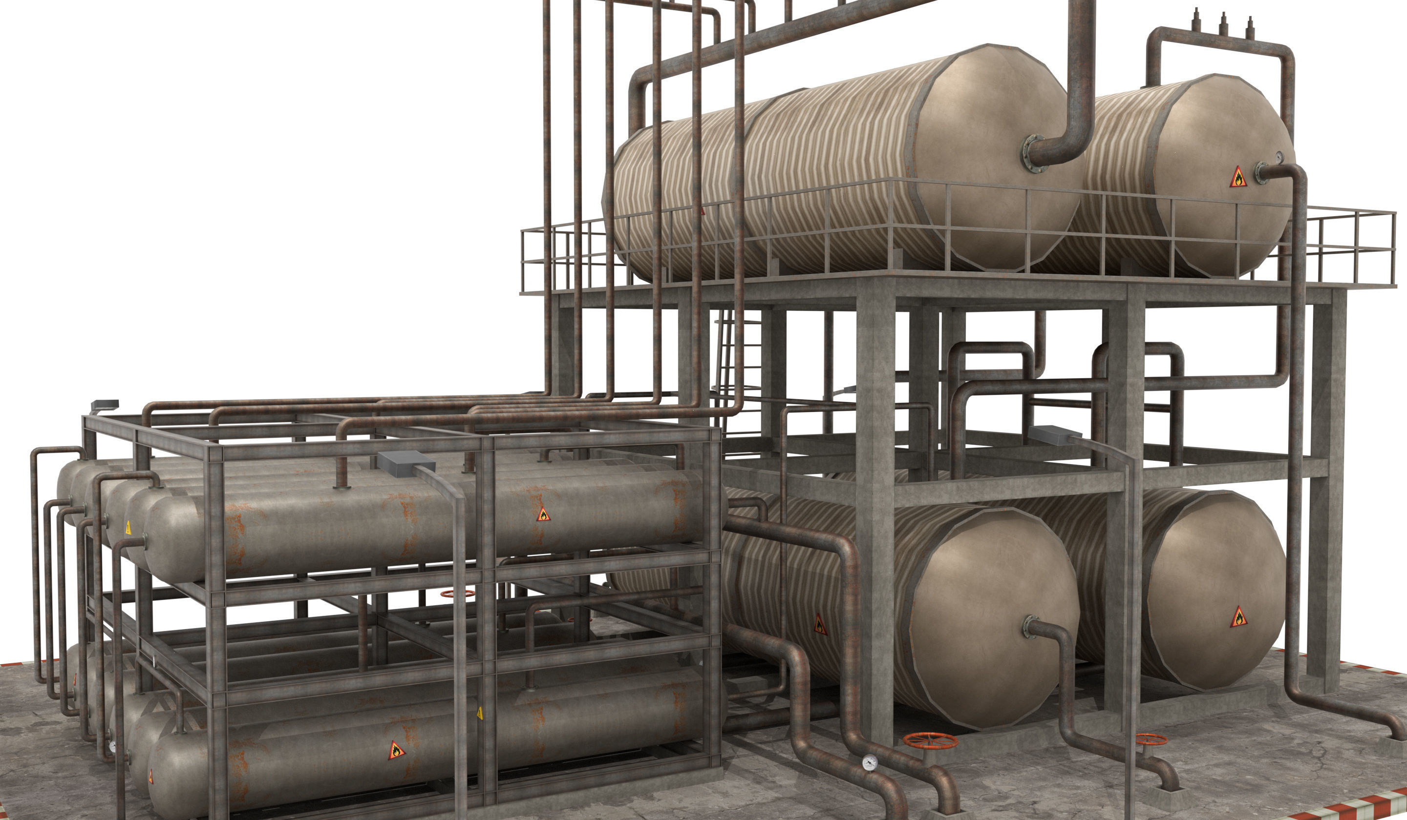 Oil Refinery Low-poly 3D model_7