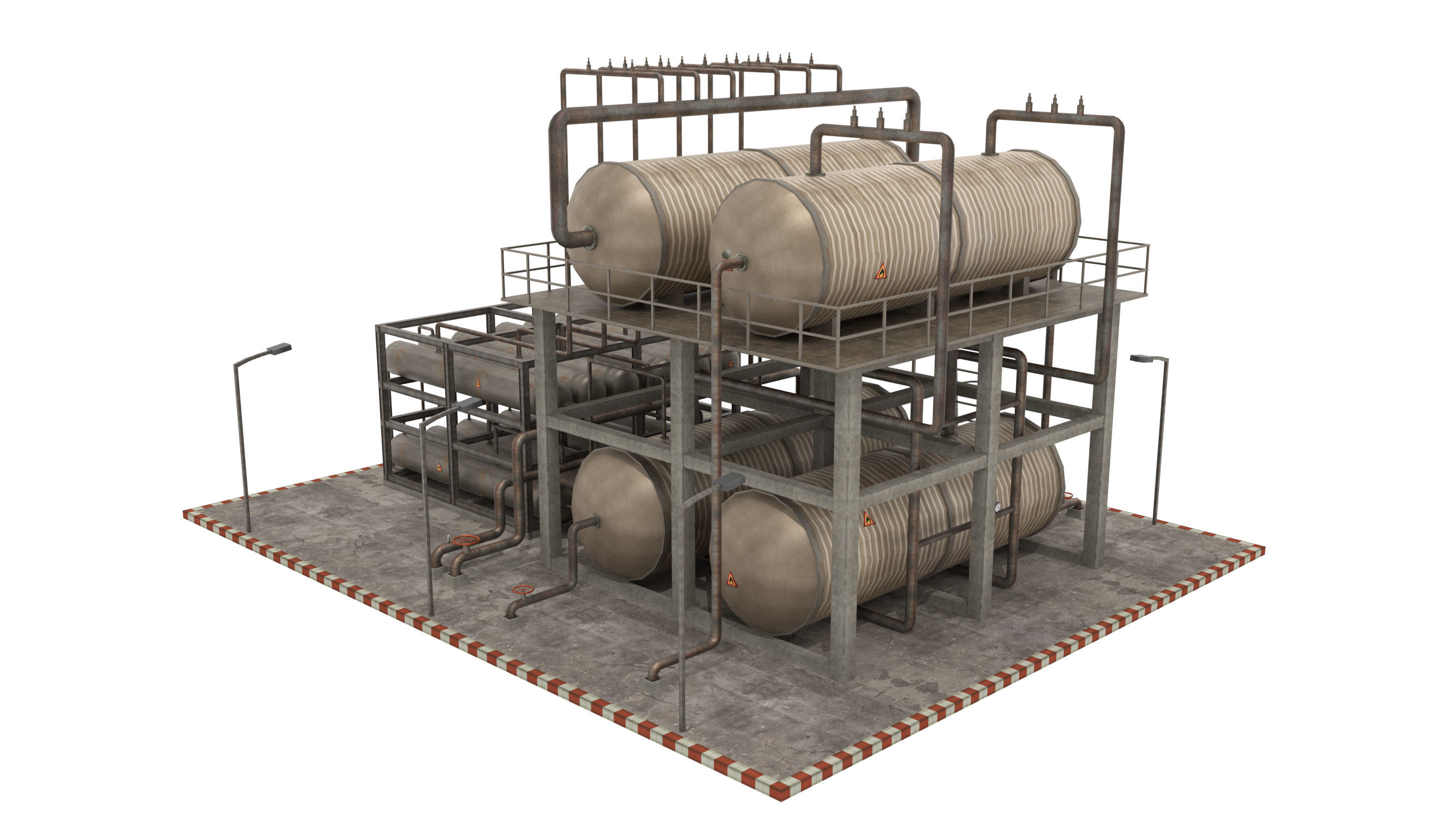 Oil Refinery Low-poly 3D model_5