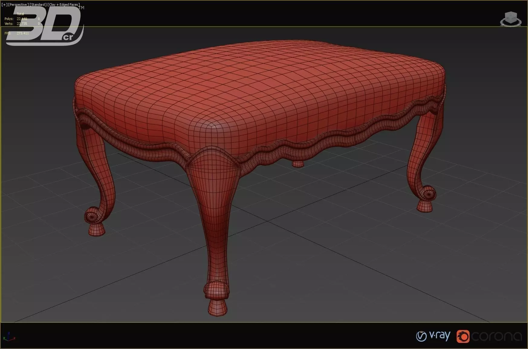 Cameo  Pouf 3D model_0