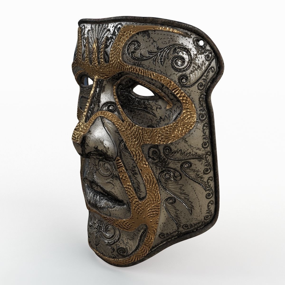 Metal Mask 2 Low-poly 3D model_2