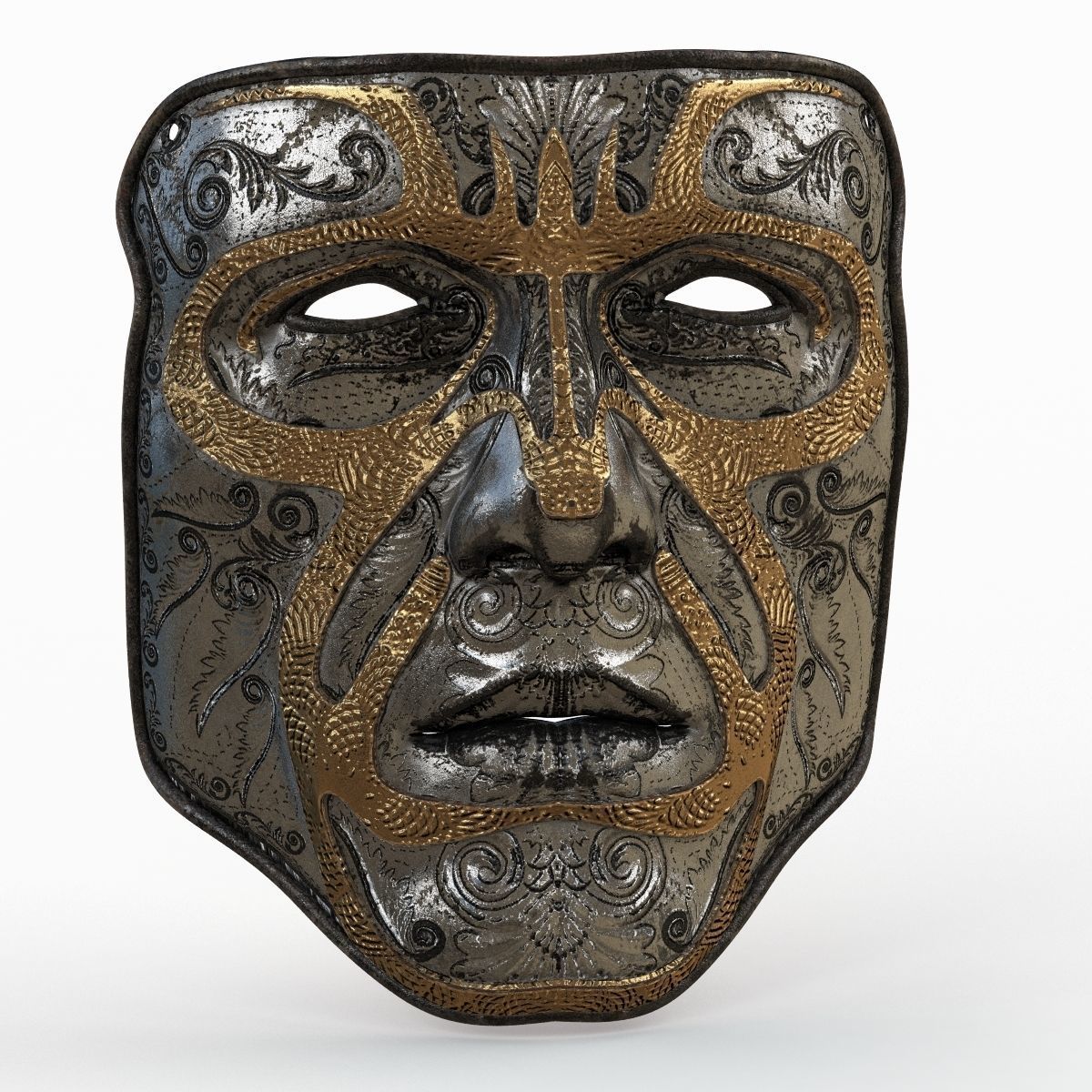 Metal Mask 2 Low-poly 3D model_3