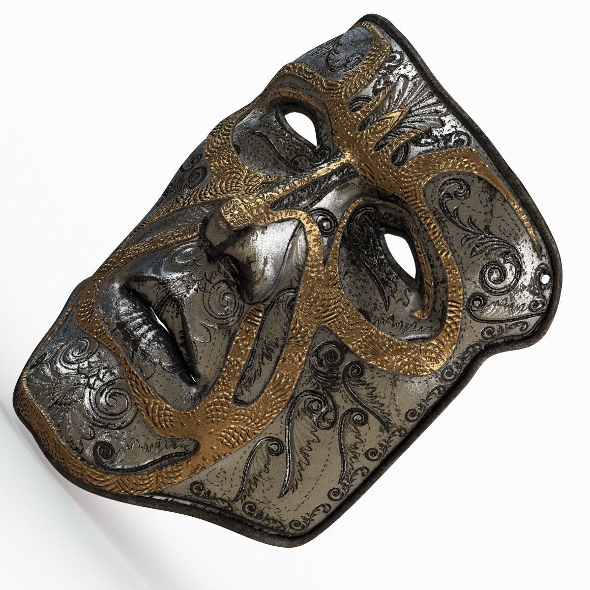 Metal Mask 2 Low-poly 3D model_1