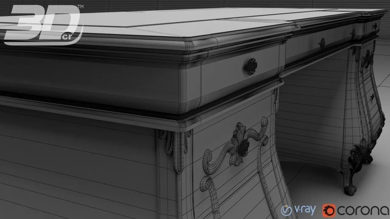 Alzena Writing Desk 3D model_7