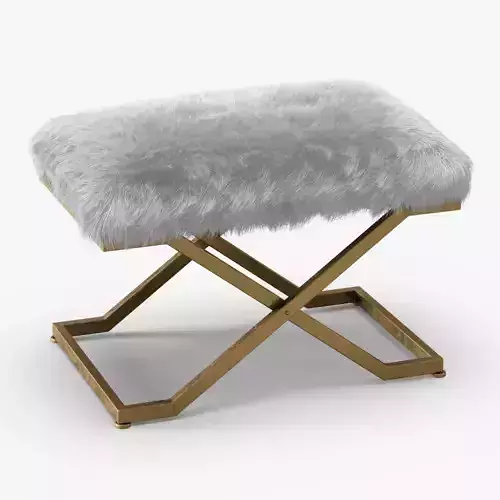 Farran Faux Fur X-Frame Bench