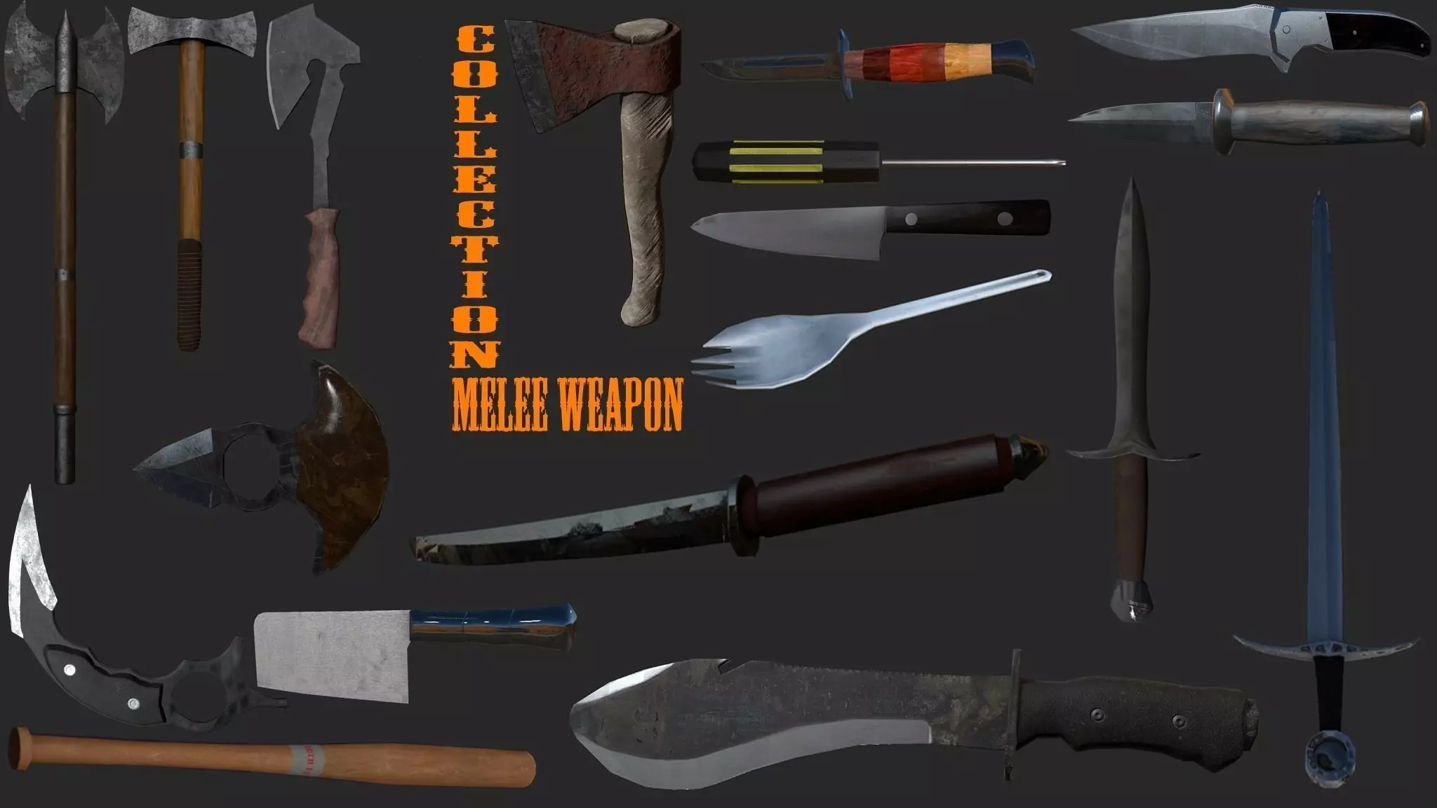 Melle weapons pack Low-poly 3D model