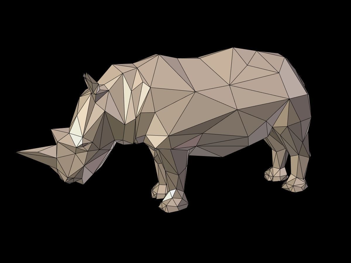 Cartoon Rhinoceros - Low Poly Low-poly 3D model_2