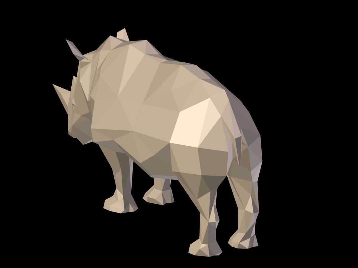 Cartoon Rhinoceros - Low Poly Low-poly 3D model_5