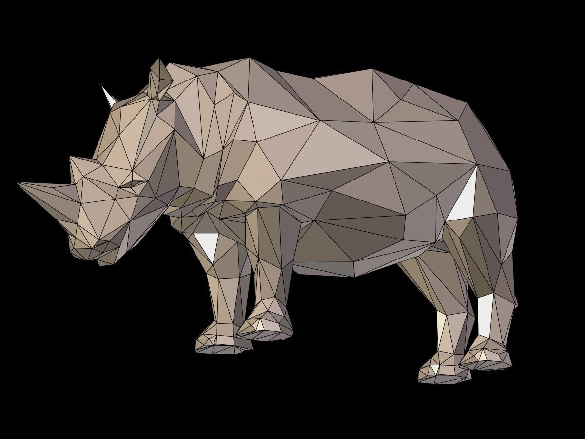 Cartoon Rhinoceros - Low Poly Low-poly 3D model_14