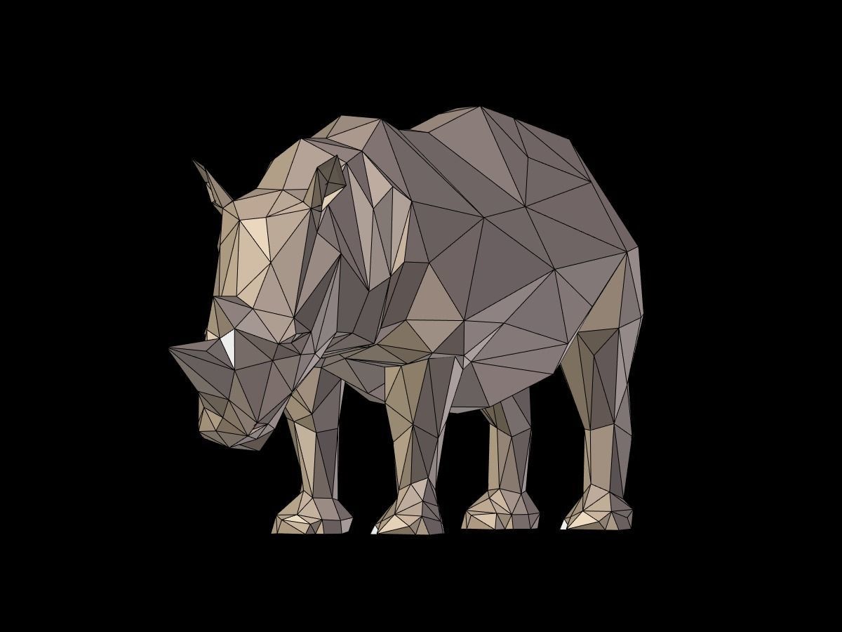 Cartoon Rhinoceros - Low Poly Low-poly 3D model_4