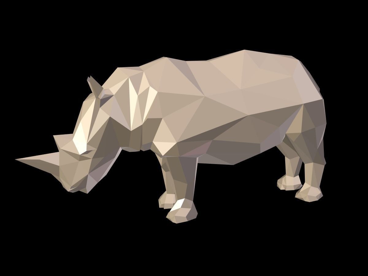 Cartoon Rhinoceros - Low Poly Low-poly 3D model_1