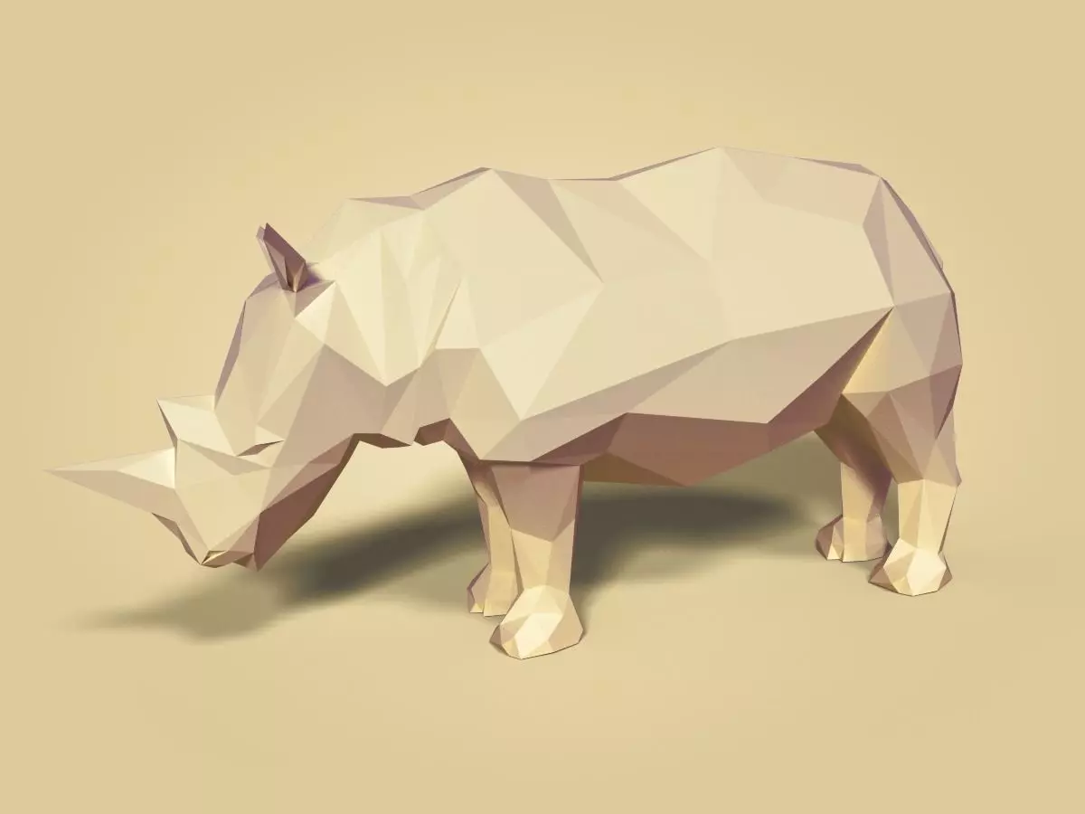Cartoon Rhinoceros - Low Poly Low-poly 3D model_0