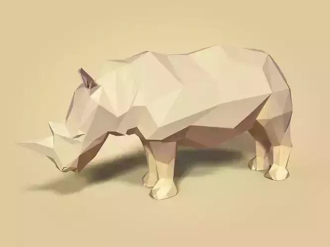 Cartoon Rhinoceros - Low Poly Low-poly 3D model