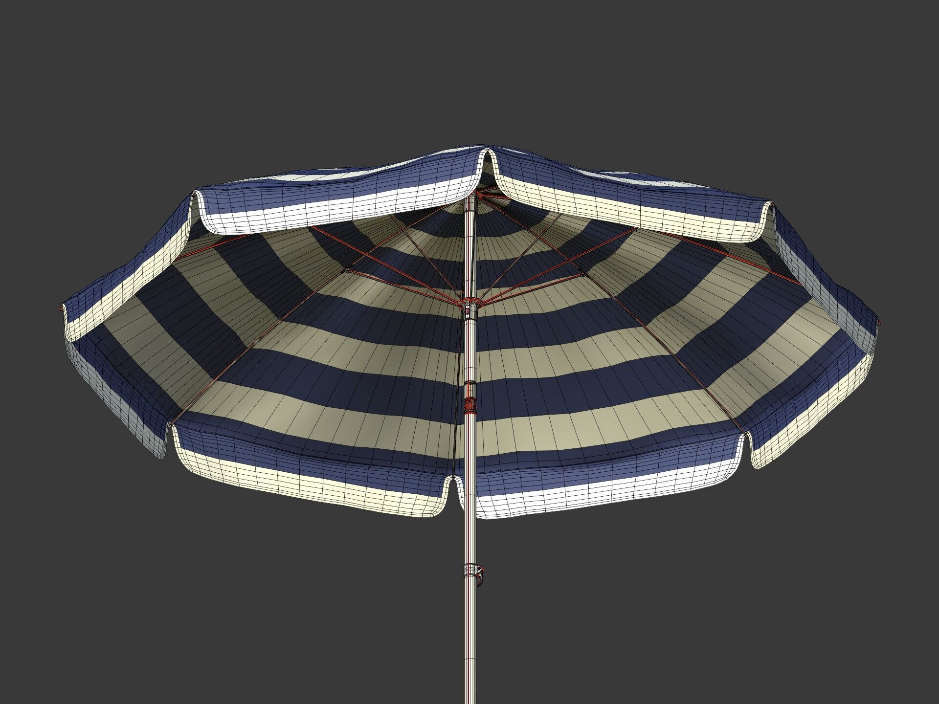 Beach - Summer Pack -- Umbrella Sun Parasol Chair Lounger Ball  Low-poly 3D model_14