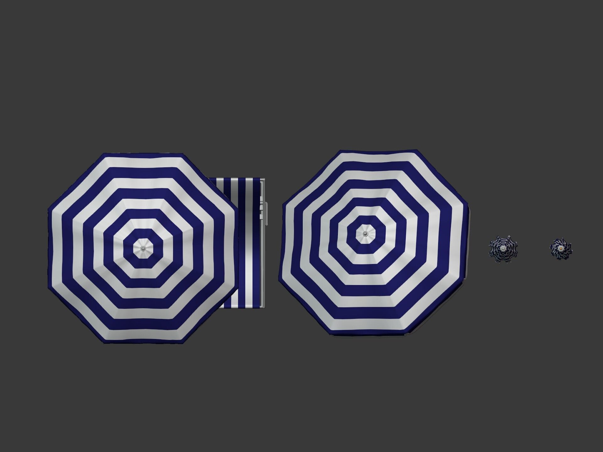 Beach - Summer Pack -- Umbrella Sun Parasol Chair Lounger Ball  Low-poly 3D model_10