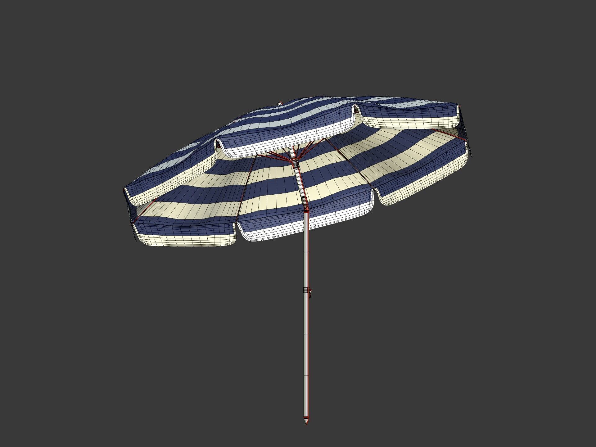 Beach - Summer Pack -- Umbrella Sun Parasol Chair Lounger Ball  Low-poly 3D model_23