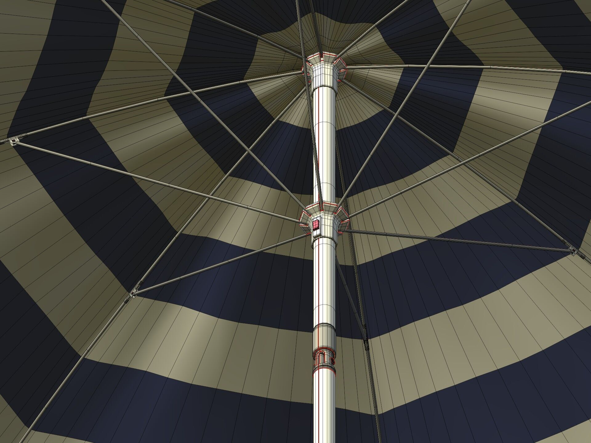 Beach - Summer Pack -- Umbrella Sun Parasol Chair Lounger Ball  Low-poly 3D model_15