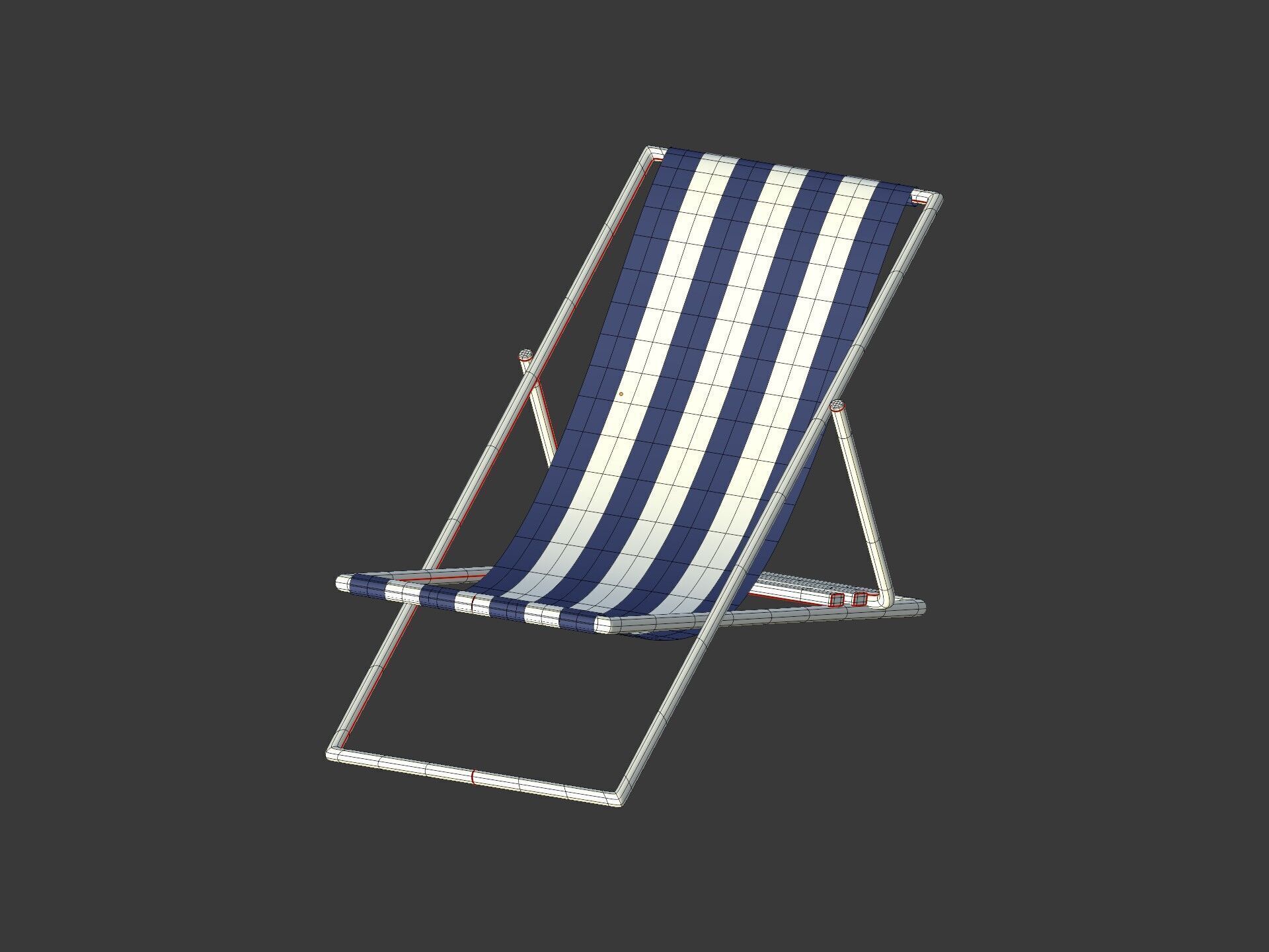 Beach - Summer Pack -- Umbrella Sun Parasol Chair Lounger Ball  Low-poly 3D model_25