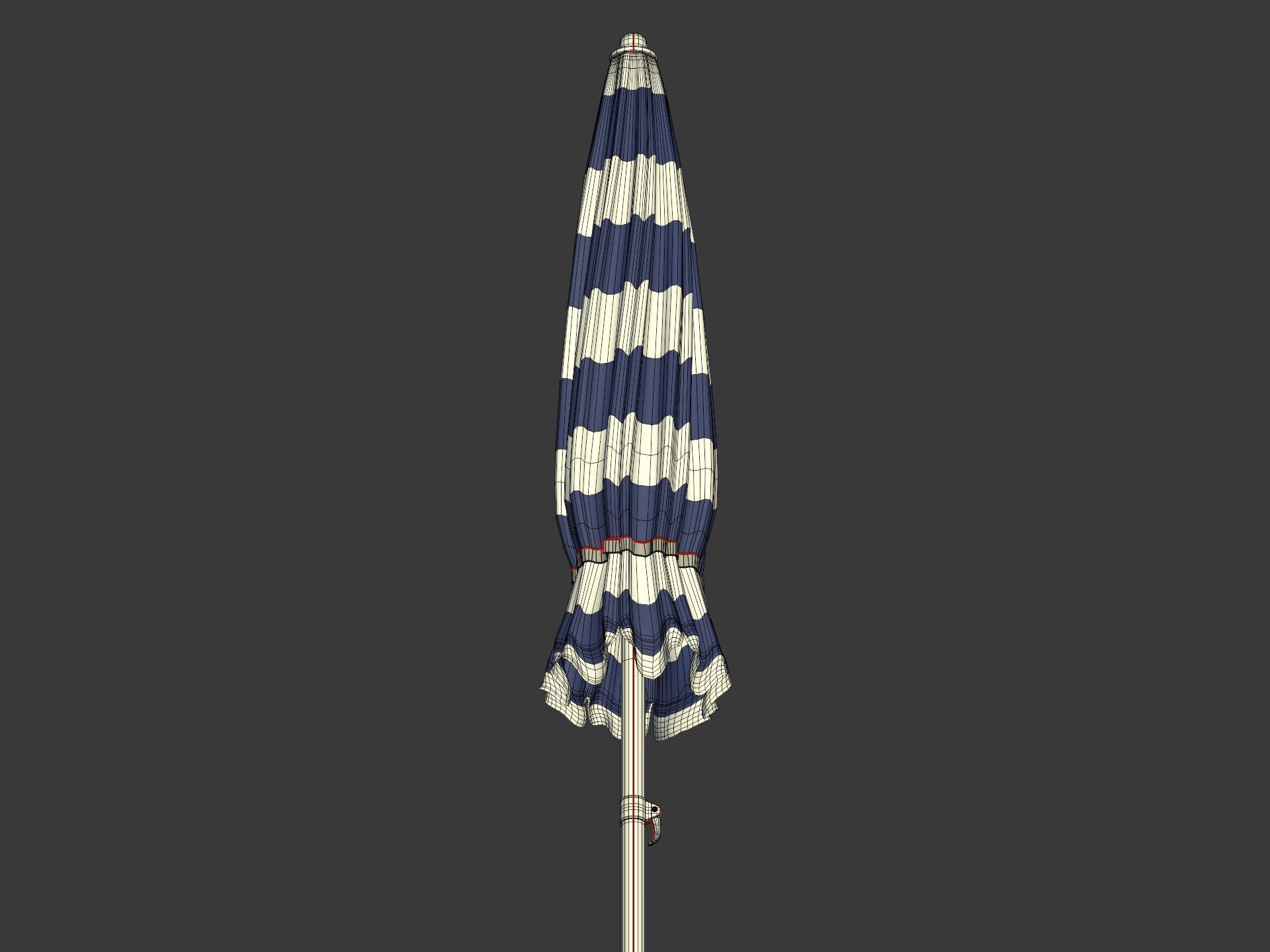 Beach - Summer Pack -- Umbrella Sun Parasol Chair Lounger Ball  Low-poly 3D model_32