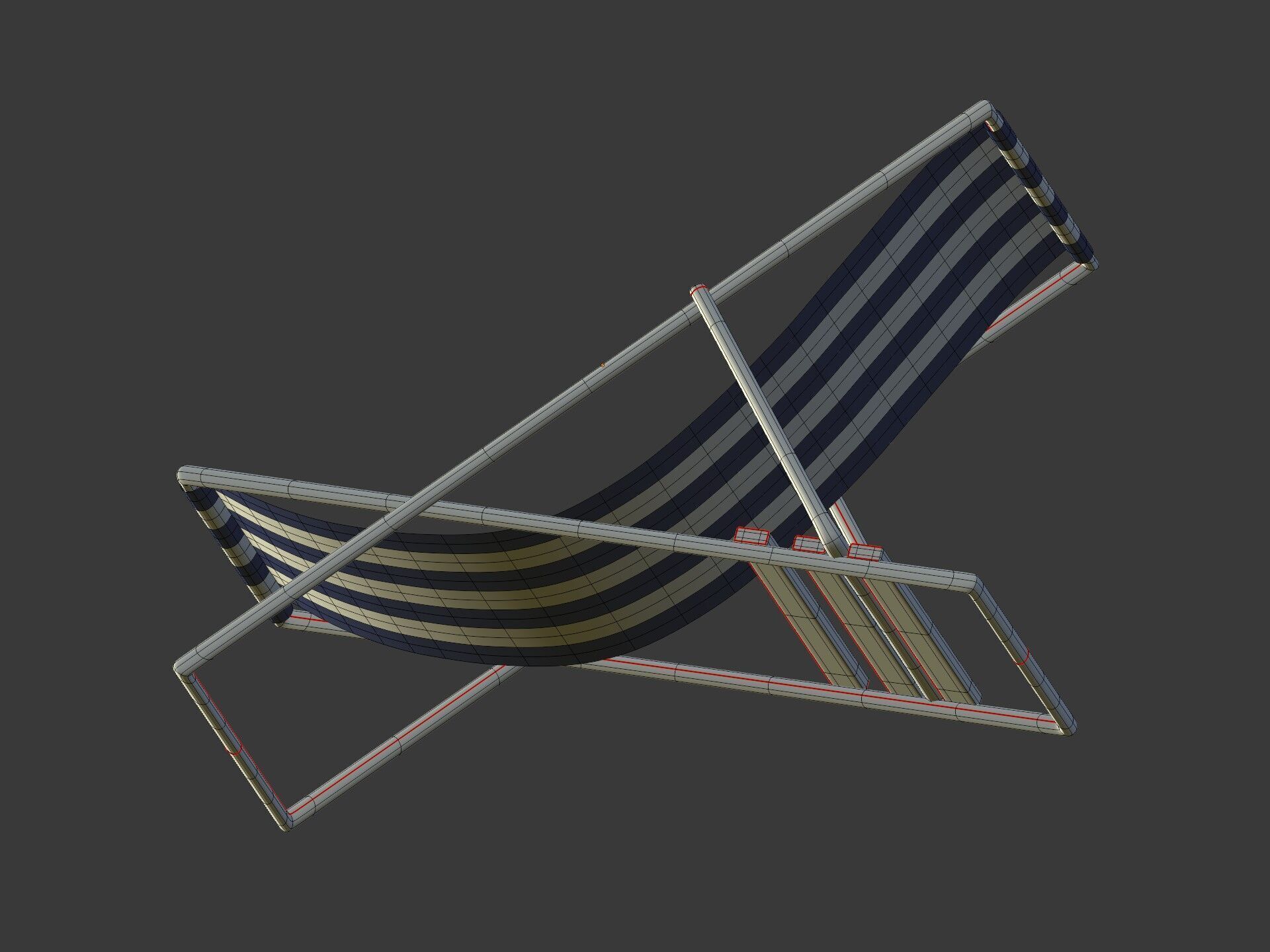 Beach - Summer Pack -- Umbrella Sun Parasol Chair Lounger Ball  Low-poly 3D model_28