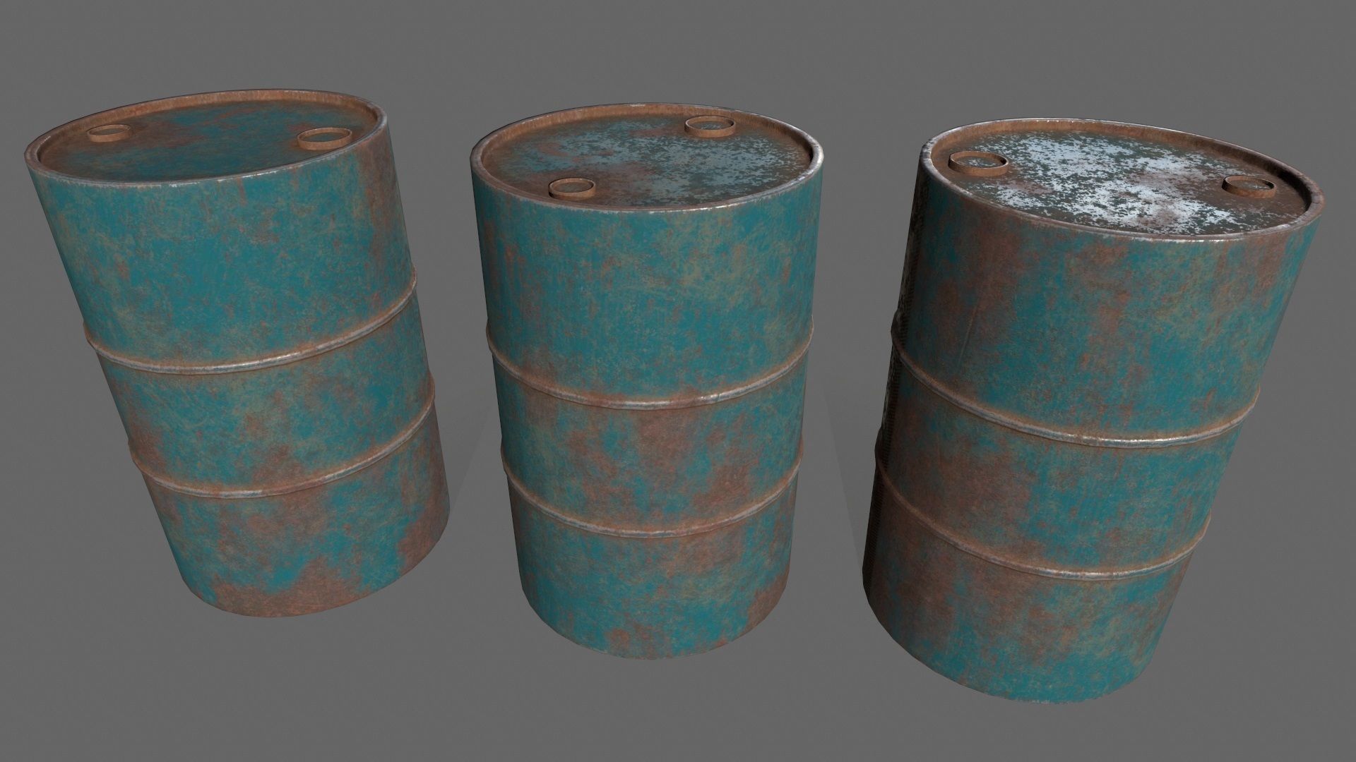 Barrel 1 group of different colored barrels Low-poly 3D model_2