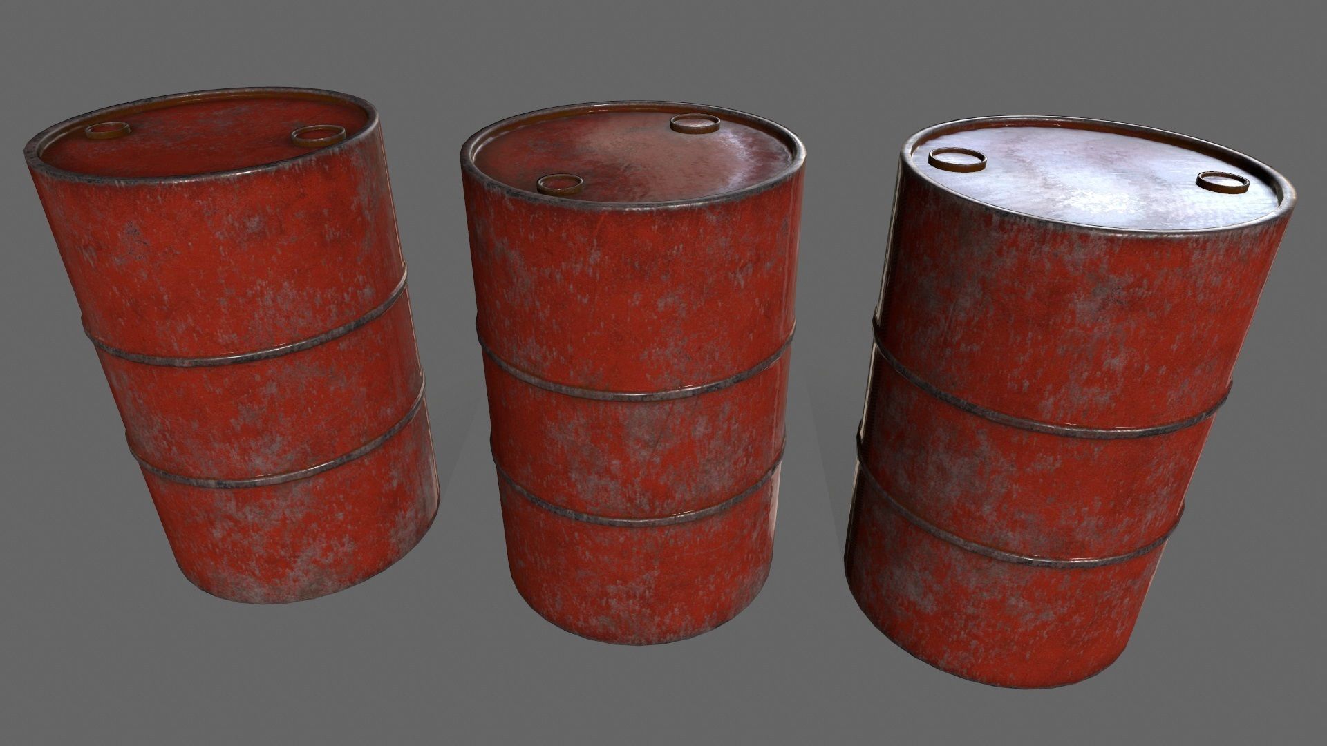 Barrel 1 group of different colored barrels Low-poly 3D model_5