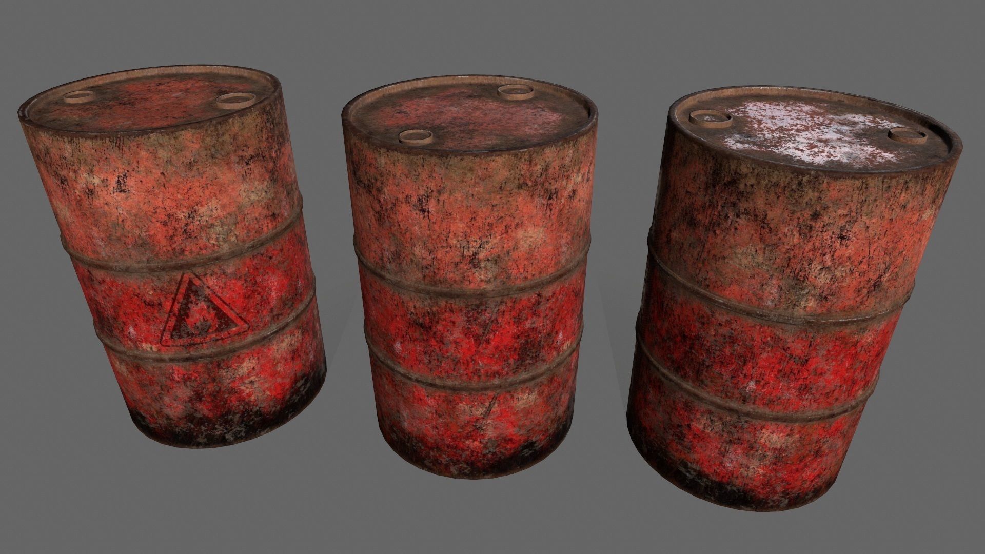 Barrel 1 group of different colored barrels Low-poly 3D model_10