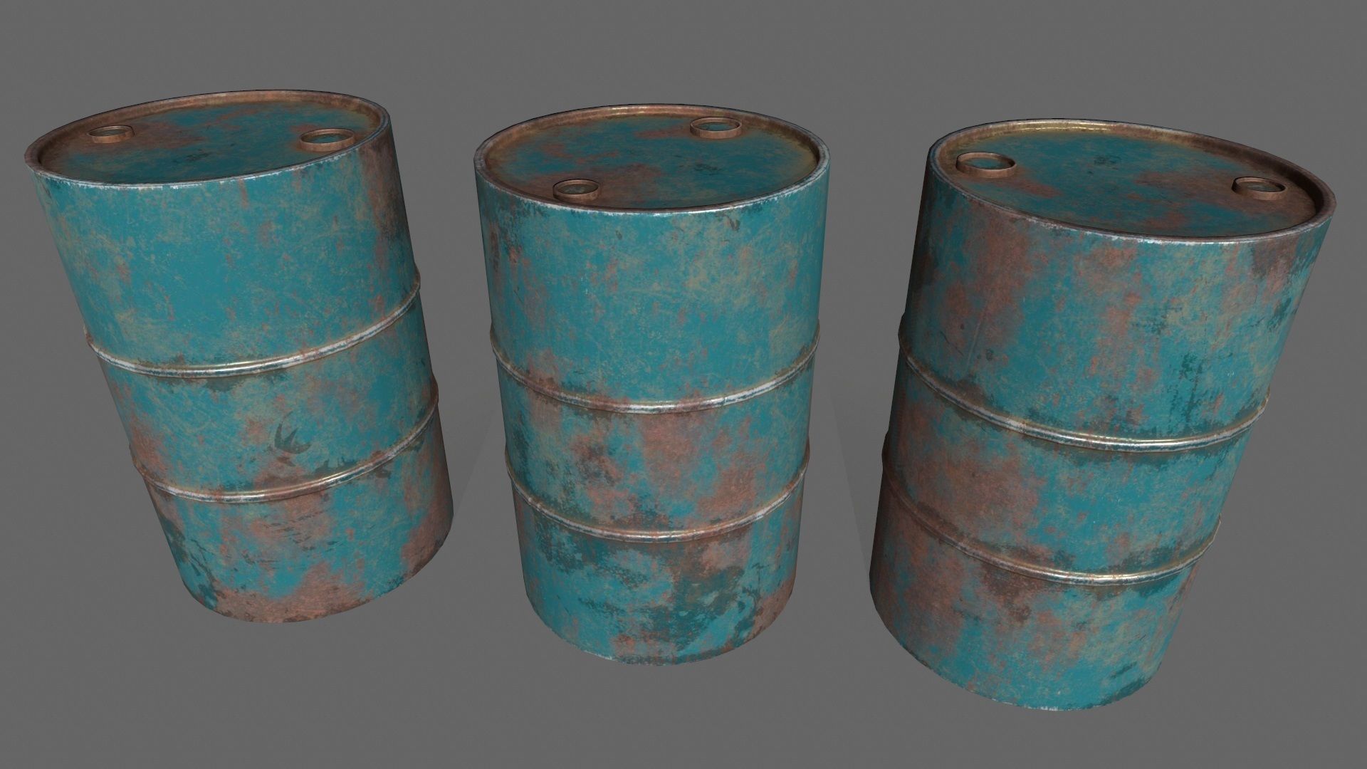 Barrel 1 group of different colored barrels Low-poly 3D model_7