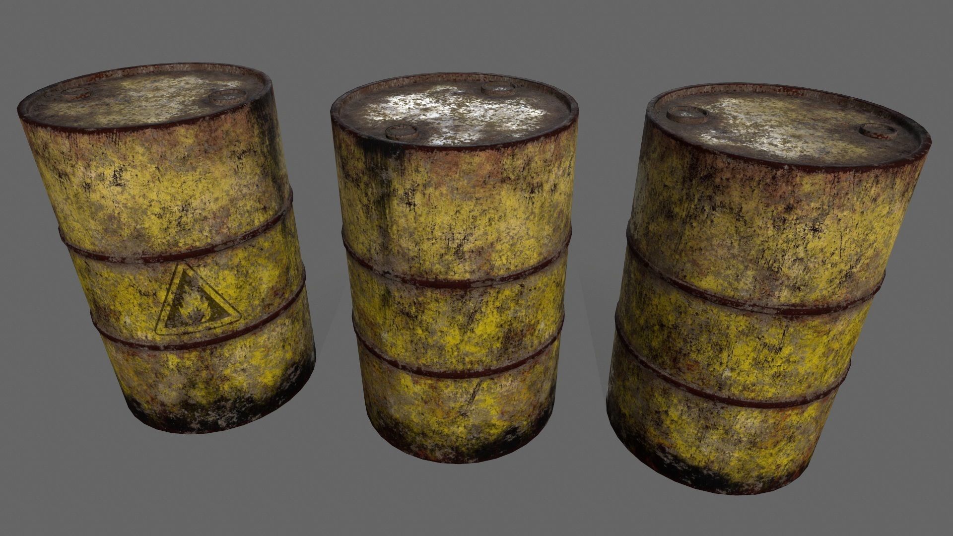 Barrel 1 group of different colored barrels Low-poly 3D model_4