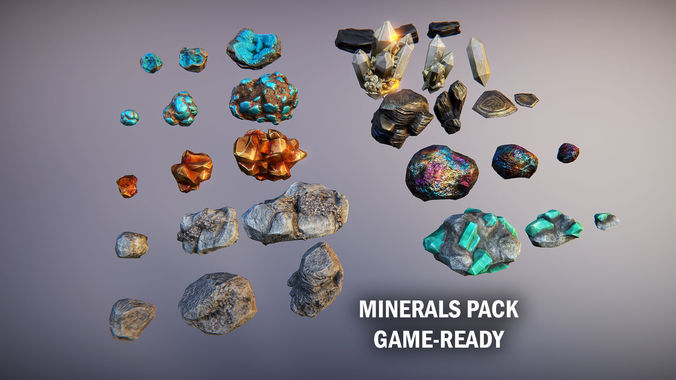 Minerals pack Low-poly 3D model
