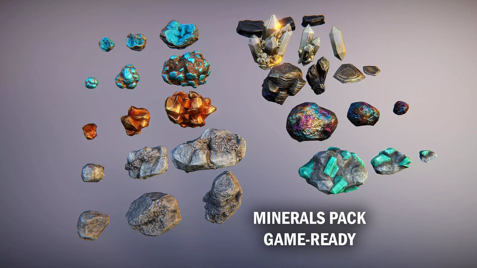 Minerals pack Low-poly 3D model_0